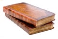 Pile of antique leather books