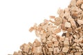 Pile of apple wood chips for flavoring barbecue and grilled foods isolated on white background, top view