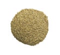 Pile of aromatic mate tea isolated on white, top view