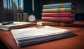 pile of assignment files on the table, ai generative