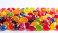 Pile of Assorted Colorful Jelly Candies on a Seamless White Background in Bright Studio Lighting Royalty Free Stock Photo