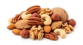 A Pile Of Assorted Nuts Including Walnuts Almonds Pecans Hazelnuts And Cashews On A White Background Royalty Free Stock Photo