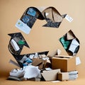 A pile of assorted paper and cardboard materials m Royalty Free Stock Photo