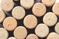 Pile of assorted used wine corks background. Close up top view. Royalty Free Stock Photo