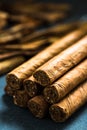 Pile of authentic cuban cigars