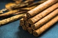 Pile of authentic cuban cigars Royalty Free Stock Photo