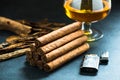 Pile of authentic cuban cigars Royalty Free Stock Photo