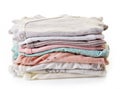 Pile of baby clothes isolated on white Royalty Free Stock Photo