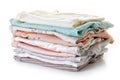 Pile of baby clothes isolated on white Royalty Free Stock Photo