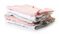 Pile of baby clothes isolated on white Royalty Free Stock Photo
