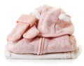 Pile of baby clothes isolated on white Royalty Free Stock Photo