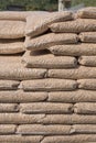 Pile of bags with wooden biomass Royalty Free Stock Photo