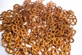 A pile of baked pretzels on white. Royalty Free Stock Photo