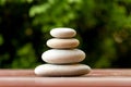 Pile of balancing pebble stones outdoor