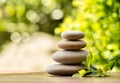 Pile of balancing pebble stones outdoor