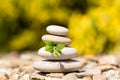 Pile of balancing pebble stones outdoor