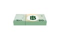 Pile banknote money 20 baht thai, currency stack of twenty baht THB type, bank note money thailand baht for business and finance