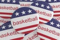 Pile of Basketball Buttons With US Flag, 3d illustration