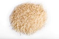 Pile of basmati rice isolated on white background.