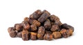 Pile of bee bread granules close-up on a white background. Isolated Royalty Free Stock Photo