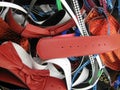 Pile of belts background