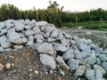 Pile of big grey rocks or stones to build foundation Royalty Free Stock Photo