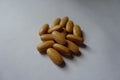 Pile of big orange multivitamin tablets Royalty Free Stock Photo