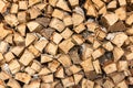 Pile of birch firewood. Lined with rows of birch wood. Clean, the bright with a white bark of fuel-wood. Texture, background