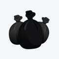 Pile of black bag plastic waste, garbage three bags plastic black, black plastic trash bag illustration