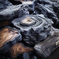 a pile of black and brown wood pieces Royalty Free Stock Photo