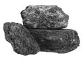 Pile of black coal isolated on white background. Industrially mined coal Royalty Free Stock Photo