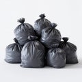 A pile of black garbage bags on a white background Royalty Free Stock Photo