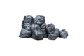 Pile of black garbage isolated on white background. Pile of garbage plastic black and trash bag waste many