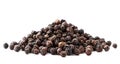 Pile of black pepper peas close-up on a white background. Isolated