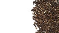 Pile of black peppercorns, a dried fermented seeds of Piper nigrum on a white background. Seasoning for dishes. Additive Royalty Free Stock Photo