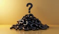 Pile of black question marks on a golden background. Royalty Free Stock Photo