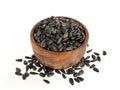 Pile of black sunflower seeds isolated on white background Royalty Free Stock Photo
