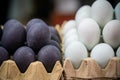 Pile of black and white eggs for sale Royalty Free Stock Photo