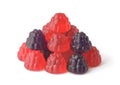 Pile of blackberry and raspberry jelly gummy candies