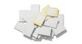 Pile of Blank White and Yellow Photo Frames on White Background Royalty Free Stock Photo