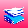 Pile of blue folded napkins on pink background. Vector illustration generative AI