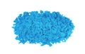 Pile of blue kinetic sand on white background, top view Royalty Free Stock Photo