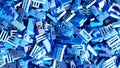 A pile of blue lego bricks. 3d rendering