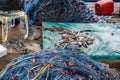 Nets and caught fish on a boat deck Royalty Free Stock Photo