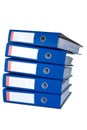 Pile of blue ring binders. Royalty Free Stock Photo