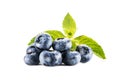 Pile of blueberries with mint leaves Royalty Free Stock Photo