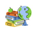 Pile of Book in cartoon style. Education and knowledge. Details of school and library Royalty Free Stock Photo