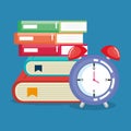 Pile books with alarm clock Royalty Free Stock Photo