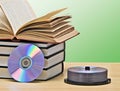 Pile of books and DVD Royalty Free Stock Photo