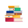 Pile of books in a flat style, isolated on a white background.